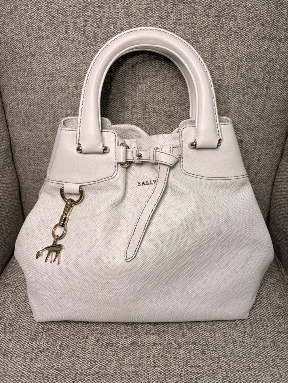 BALLY White Leather Top-Handle Satchel